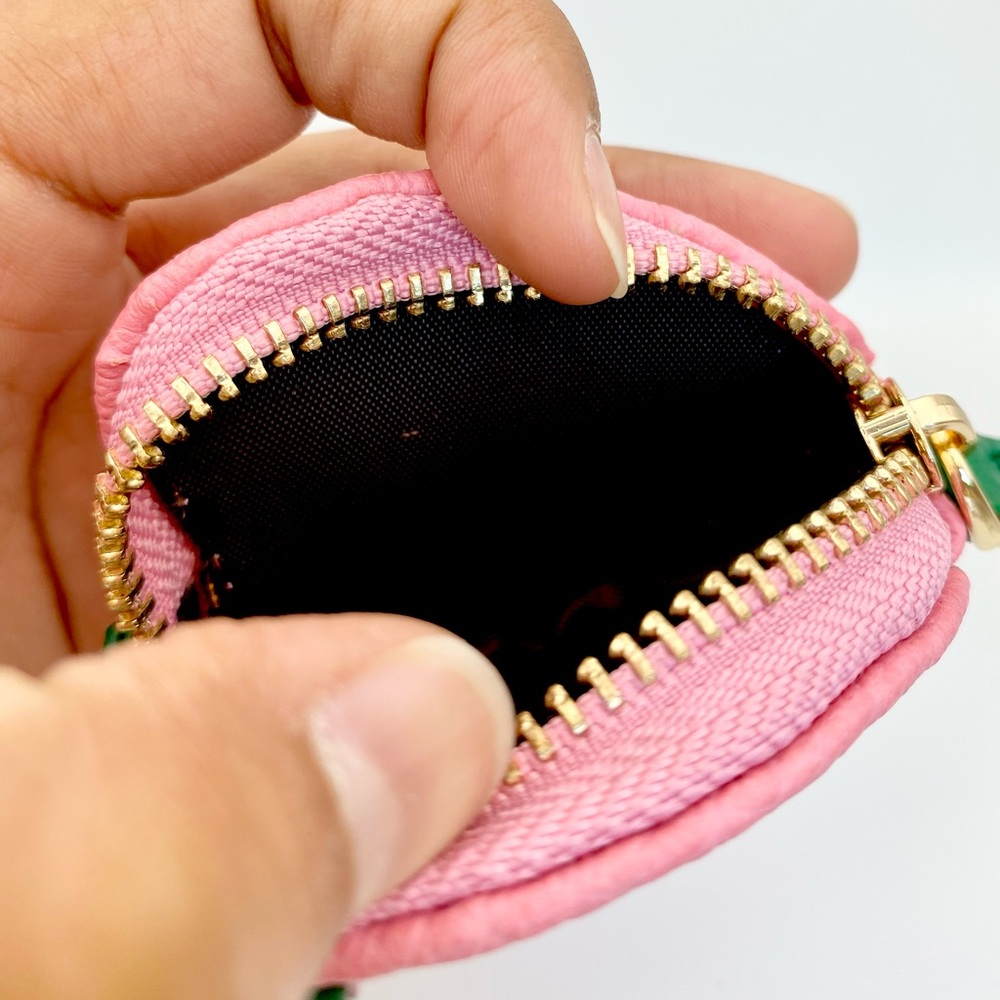 Strawberry Coin Purse Keychain Pink Strawberry purse charm Keychain pouch - Picture 9 of 15